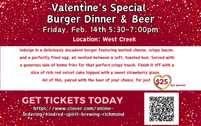 Valentine’s Burger & Beer Dinner Special